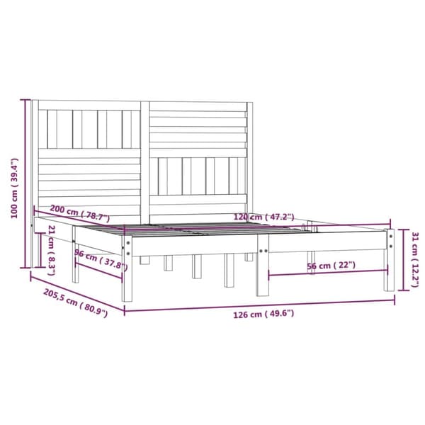 Sengeramme 120x200 cm massivt fyrretræ hvid - Sengeramme - Sengerammer - Home & Living