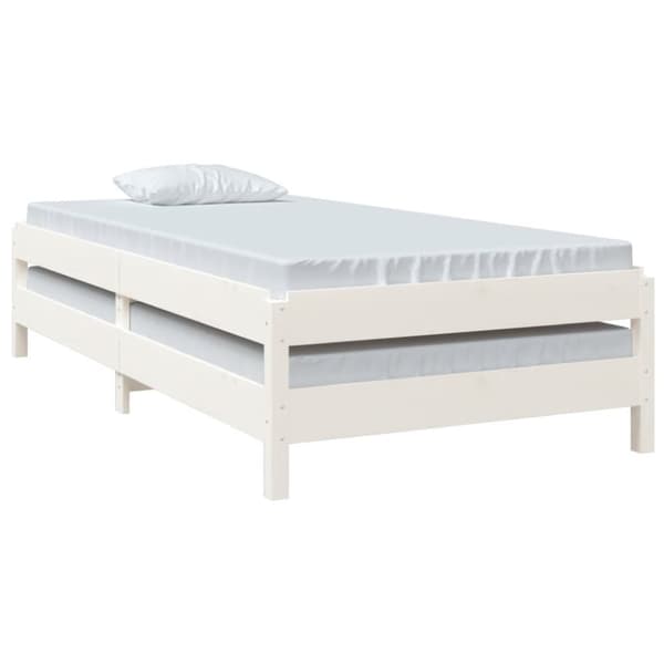 Pinottava sänky valkoinen 90x190 cm täysi mänty - Pinottava Sänky - Pinottavat Sängyt - Home & Living