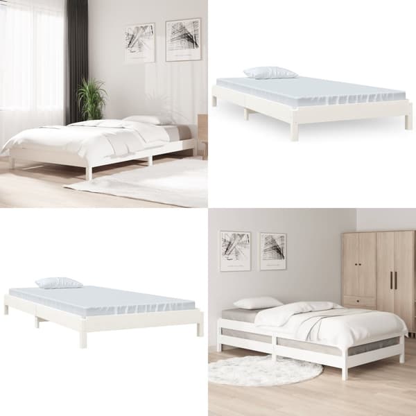 Pinottava sänky valkoinen 90x190 cm täysi mänty - Pinottava Sänky - Pinottavat Sängyt - Home & Living