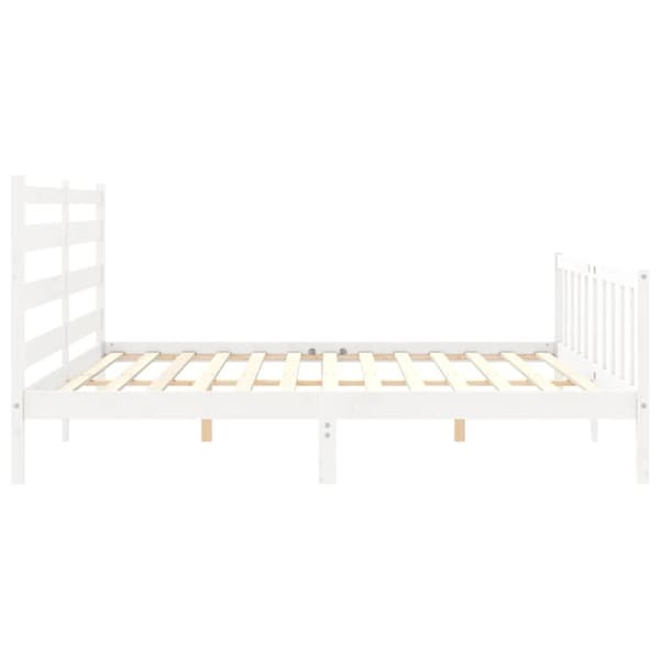 Sengeramme med sengegavl 200x200 cm massivt træ hvid - Sengeramme - Sengerammer - Home & Living
