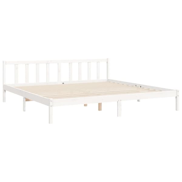Sengeramme med sengegavl 200x200 cm massivt træ hvid - Sengeramme - Sengerammer - Home & Living