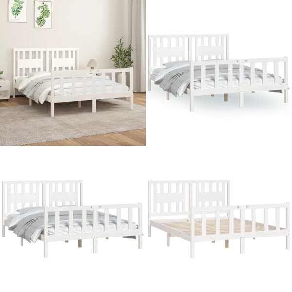 Sengeamme med sengegavl 140x200 cm massivt fyrretræ hvid - Sengestel - Sengeramme - Home & Living