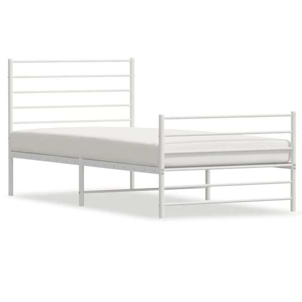 Sengeramme med sengegavl og fodgærde 90x200 cm metal hvid - Sengestel - Sengeramme - Home & Living