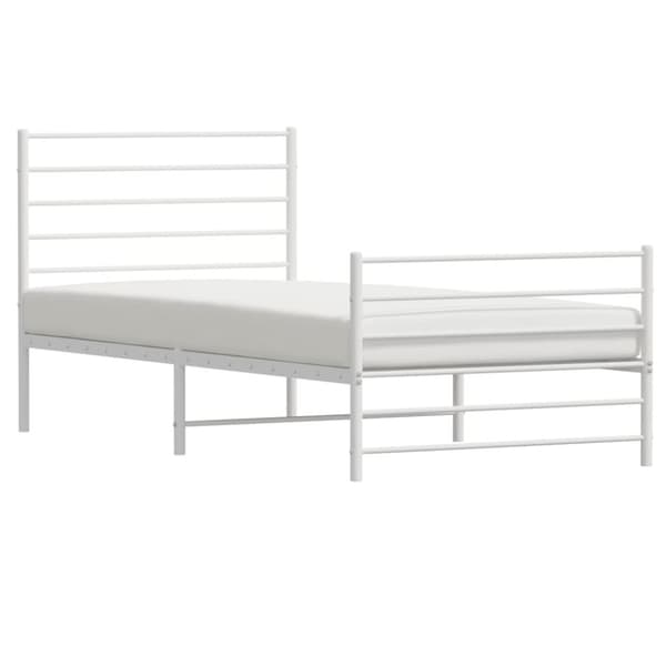 Sengeramme med sengegavl og fodgærde 90x200 cm metal hvid - Sengestel - Sengeramme - Home & Living