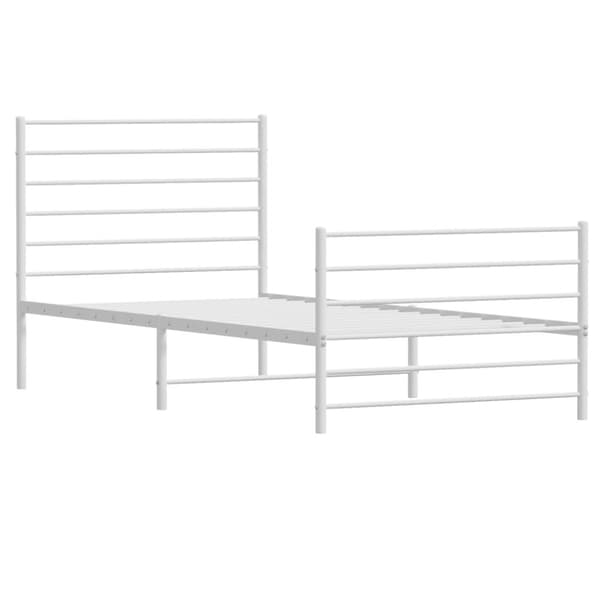 Sengeramme med sengegavl og fodgærde 90x200 cm metal hvid - Sengestel - Sengeramme - Home & Living