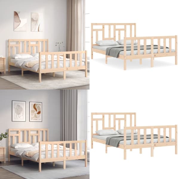 Sengeramme med sengegavl 140x190 cm massivt træ - Sengeramme - Sengerammer - Home & Living
