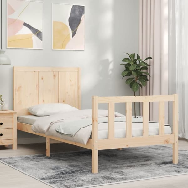 Sengeramme med sengegavl Single massivt træ - Sengeramme - Sengerammer - Home & Living