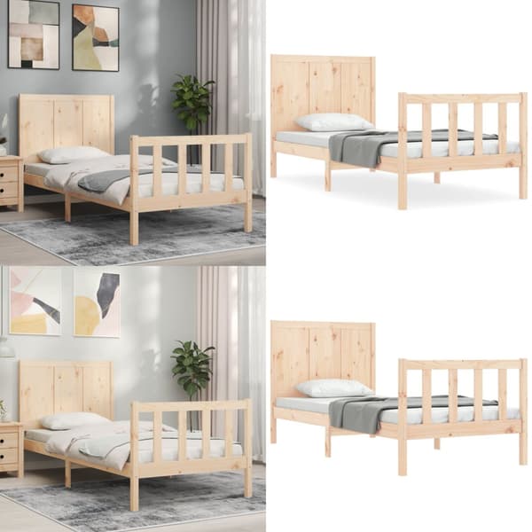 Sengeramme med sengegavl Single massivt træ - Sengeramme - Sengerammer - Home & Living