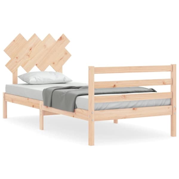 Sengeramme med sengegavl 90x200 cm massivt træ - Sengeramme - Sengerammer - Home & Living