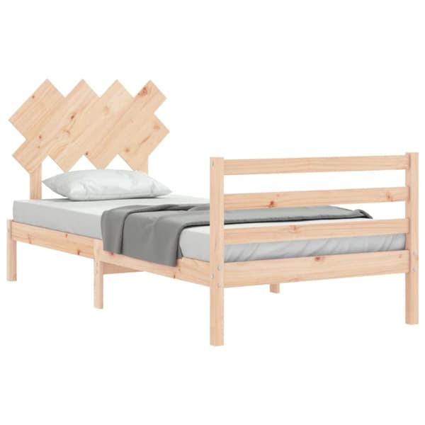 Sengeramme med sengegavl 90x200 cm massivt træ - Sengeramme - Sengerammer - Home & Living
