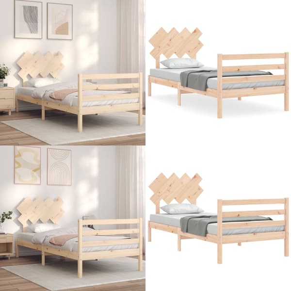 Sengeramme med sengegavl 90x200 cm massivt træ - Sengeramme - Sengerammer - Home & Living