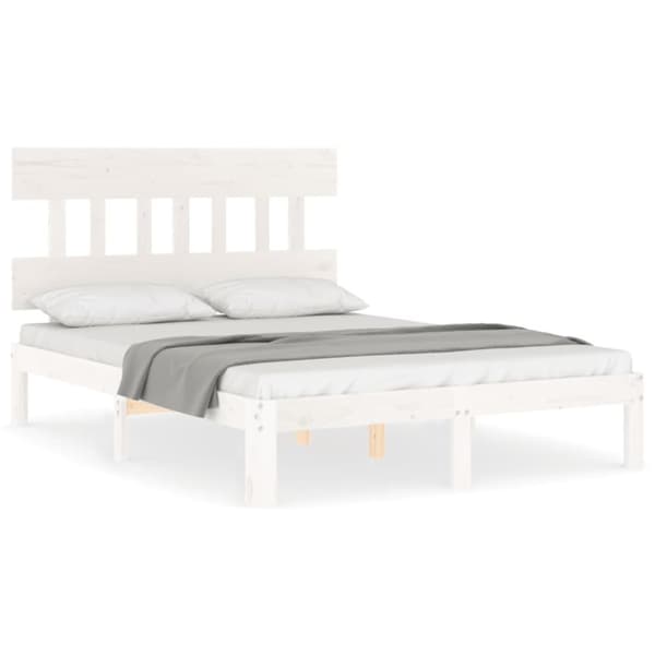 Sengeramme med sengegavl 140x190 cm massivt træ hvid - Sengeramme - Sengerammer - Home & Living