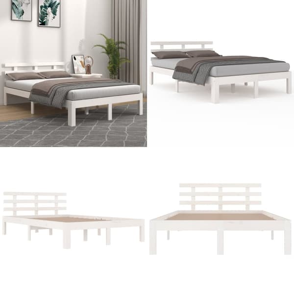 Sengeramme 200x200 cm massivt træ hvid - Sengeramme - Sengerammer - Home & Living