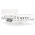 Miniatyrbillede 3 af 11: Sengeramme med sengegavl 140x190 cm massivt træ hvid - Sengeramme - Sengerammer - Home & Living