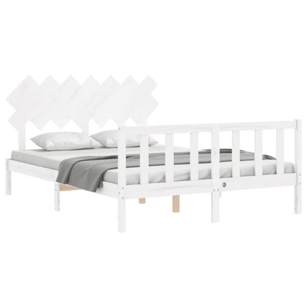 Sengeramme med sengegavl 140x190 cm massivt træ hvid - Sengeramme - Sengerammer - Home & Living