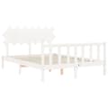 Miniatyrbillede 6 af 11: Sengeramme med sengegavl 140x190 cm massivt træ hvid - Sengeramme - Sengerammer - Home & Living