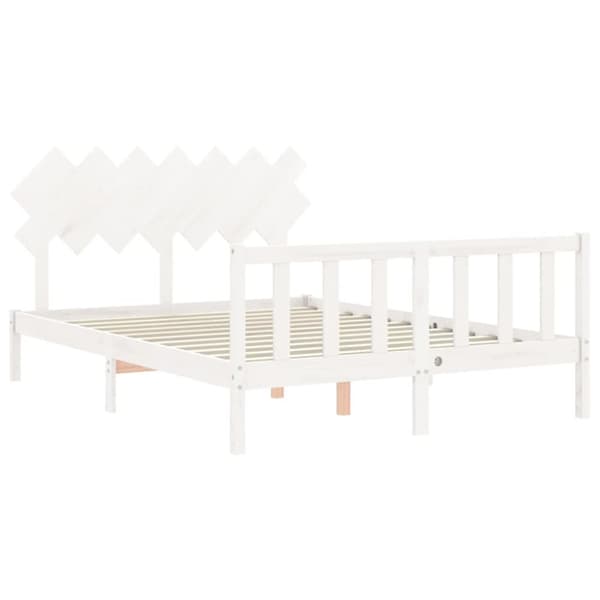 Sengeramme med sengegavl 140x190 cm massivt træ hvid - Sengeramme - Sengerammer - Home & Living