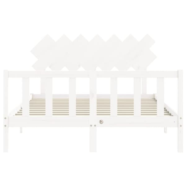 Sengeramme med sengegavl 140x190 cm massivt træ hvid - Sengeramme - Sengerammer - Home & Living