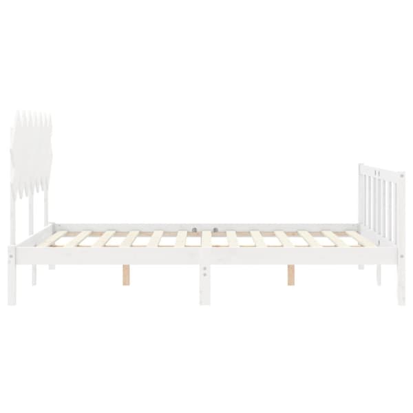 Sengeramme med sengegavl 140x190 cm massivt træ hvid - Sengeramme - Sengerammer - Home & Living