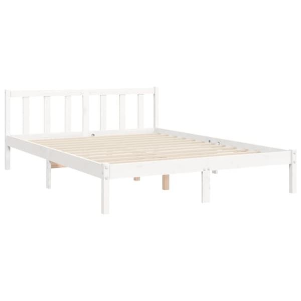 Sengeramme med sengegavl 140x190 cm massivt træ hvid - Sengeramme - Sengerammer - Home & Living