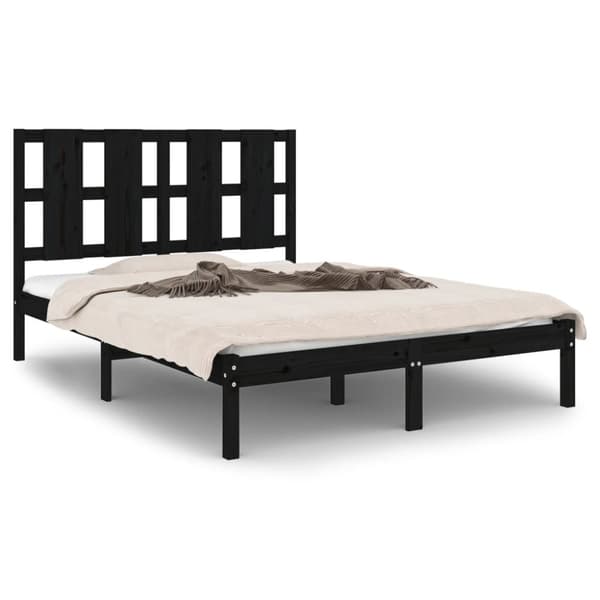 Sengeramme 140x190 cm massivt fyrretræ sort - Sengeramme - Sengerammer - Home & Living