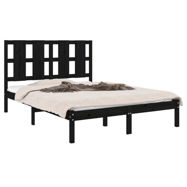 Sengeramme 140x190 cm massivt fyrretræ sort - Sengeramme - Sengerammer - Home & Living