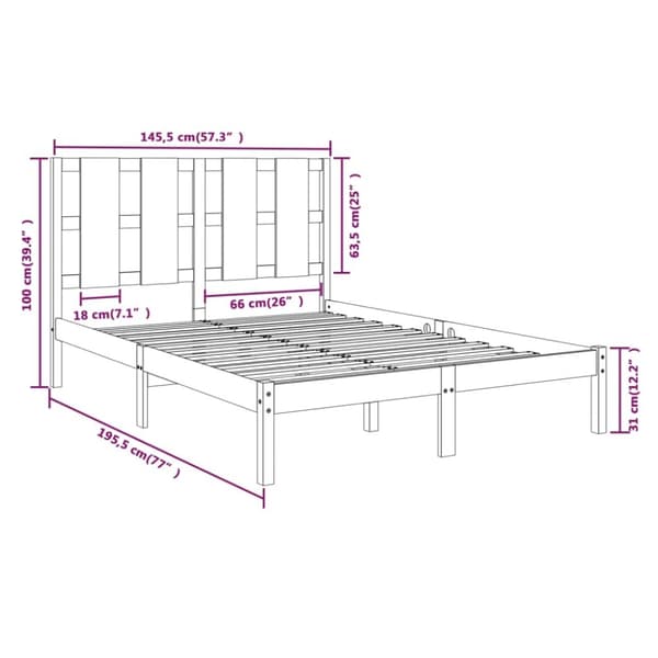 Sengeramme 140x190 cm massivt fyrretræ sort - Sengeramme - Sengerammer - Home & Living