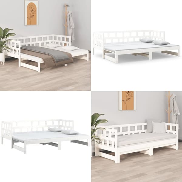 Dagbädd utdragbar vit massiv furu 2x(90x200) cm - Bäddsoffa - Bäddsoffor - Home & Living