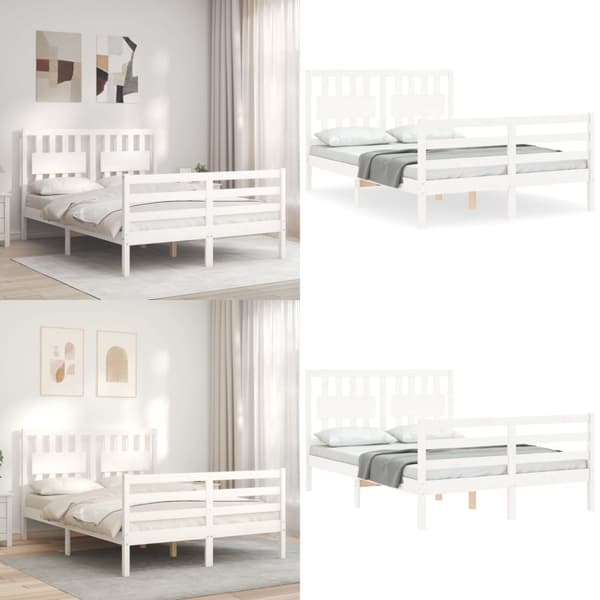 Sängynrunko päädyllä valkoinen Small Double täysi puu - Sängynrunko - Sängynrungot - Home & Living
