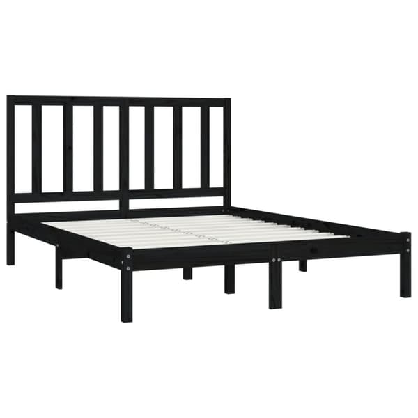 Sängynrunko musta täysi mänty 140x190 cm - Sängynrunko - Sängynrungot - Home & Living