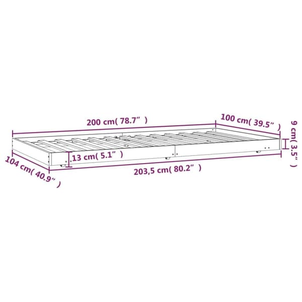 Sengeramme 100x200 cm massivt fyrretræ - Sengestel - Sengeramme - Home & Living