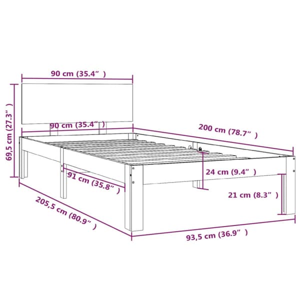 Sengeramme 90x200 cm massivt fyrretræ hvid - Sengeramme - Sengerammer - Home & Living