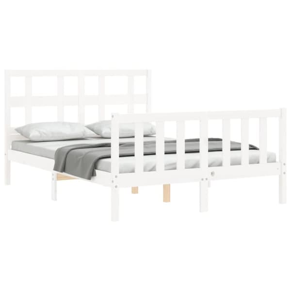 Sengeramme med sengegavl 120x200 cm massivt træ hvid - Sengeramme - Sengerammer - Home & Living