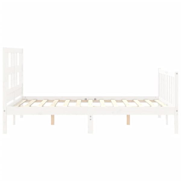 Sengeramme med sengegavl 120x200 cm massivt træ hvid - Sengeramme - Sengerammer - Home & Living