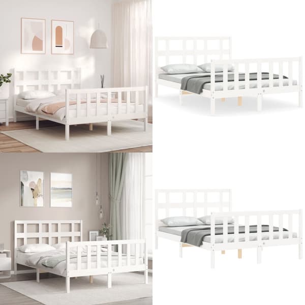 Sengeramme med sengegavl 120x200 cm massivt træ hvid - Sengeramme - Sengerammer - Home & Living