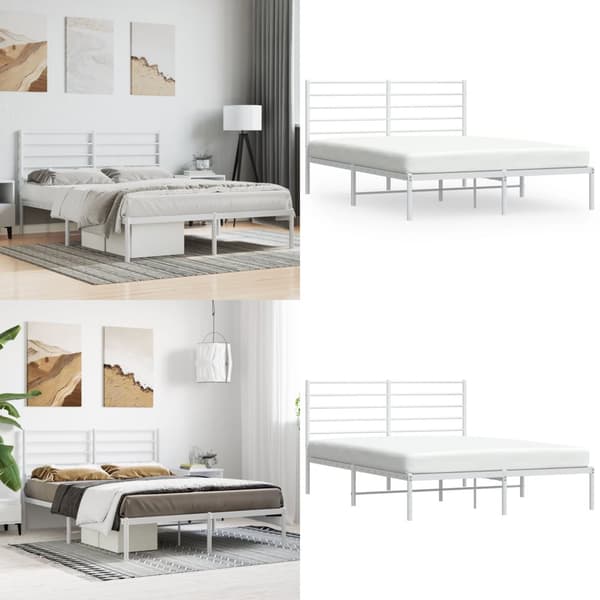 Sengeramme med sengegavl 120x200 cm metal hvid - Sengestel - Sengeramme - Home & Living