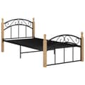 Miniatyrbillede 3 af 7: Sengeramme 90x200 cm metal og massivt egetræ sort - Sengestel - Sengeramme - Home & Living