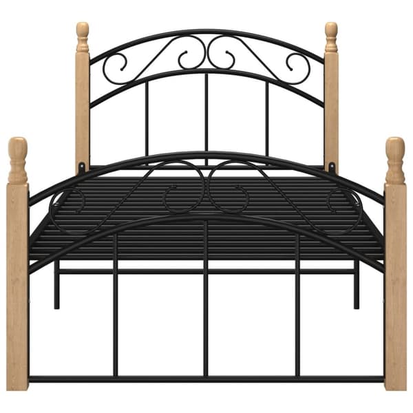 Sengeramme 90x200 cm metal og massivt egetræ sort - Sengestel - Sengeramme - Home & Living