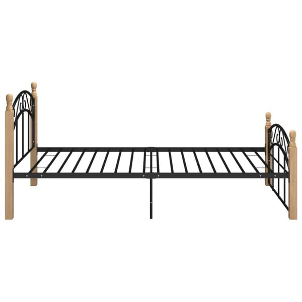 Sengeramme 90x200 cm metal og massivt egetræ sort - Sengestel - Sengeramme - Home & Living