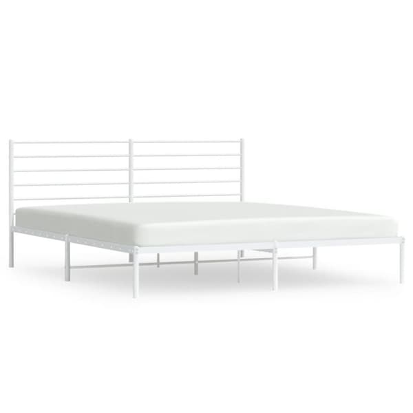 Sengeramme med sengegavl 180x200 cm metal hvid - Sengestel - Sengeramme - Home & Living
