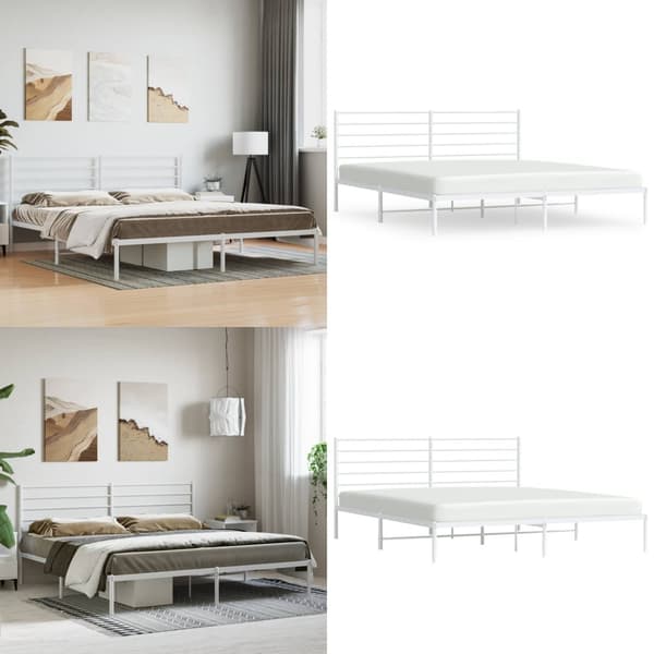 Sengeramme med sengegavl 180x200 cm metal hvid - Sengestel - Sengeramme - Home & Living
