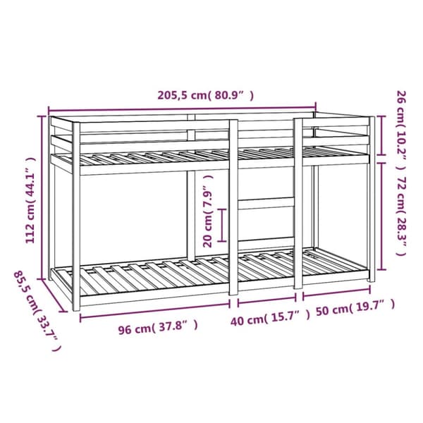 Våningssäng vit 80x200 cm massiv furu - Våningssäng - Våningssängar - Home & Living