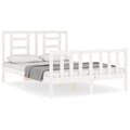 Miniatyrbillede 3 af 11: Sengeramme med sengegavl 140x190 cm massivt træ hvid - Sengeramme - Sengerammer - Home & Living