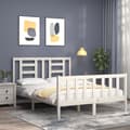 Miniatyrbillede 4 af 11: Sengeramme med sengegavl 140x190 cm massivt træ hvid - Sengeramme - Sengerammer - Home & Living