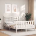 Miniatyrbillede 2 af 11: Sengeramme med sengegavl 140x190 cm massivt træ hvid - Sengeramme - Sengerammer - Home & Living