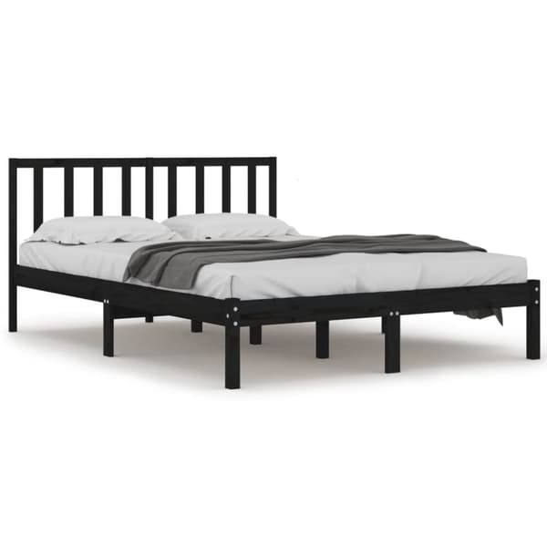 Sängynrunko musta täysi mänty 140x190 cm - Sängynrunko - Sängynrungot - Home & Living