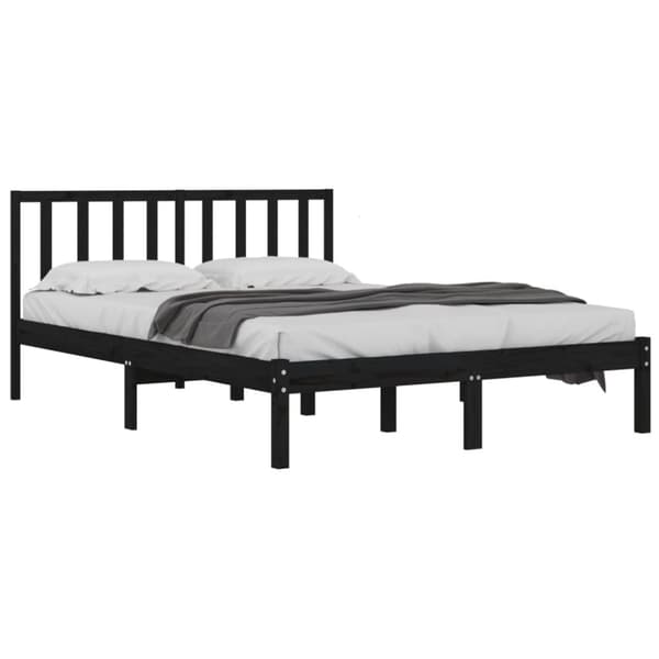 Sängynrunko musta täysi mänty 140x190 cm - Sängynrunko - Sängynrungot - Home & Living