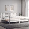 Miniatyrbillede 4 af 11: Sengeramme med sengegavl 200x200 cm massivt træ hvid - Sengeramme - Sengerammer - Home & Living
