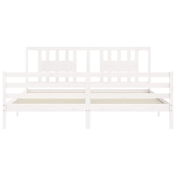 Sengeramme med sengegavl 200x200 cm massivt træ hvid - Sengeramme - Sengerammer - Home & Living