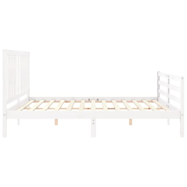 Sengeramme med sengegavl 200x200 cm massivt træ hvid - Sengeramme - Sengerammer - Home & Living